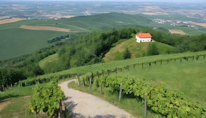 Trail above the vineyards lookout point, Kobyli vrch, Kobyli, Southern Moravia, Czech Republic