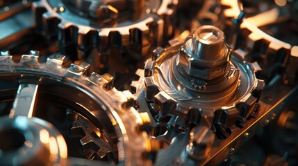 Detailed view of mechanical gears, suitable for industrial concepts