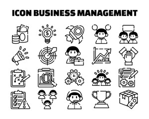 Business management icon set vector outline illustration