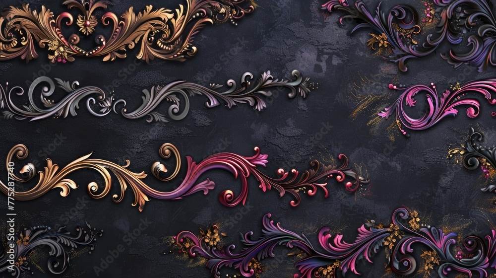Aufkleber A collection of decorative designs on a wall. Perfect for adding visual interest to any project