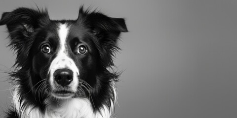 A striking black and white image of a dog. Perfect for pet lovers or animal-themed designs