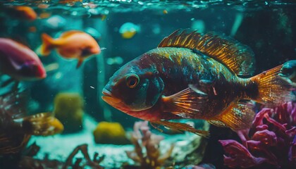 Aquarium full of colorful fish