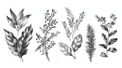 Assorted leaves in a natural setting, perfect for botanical designs