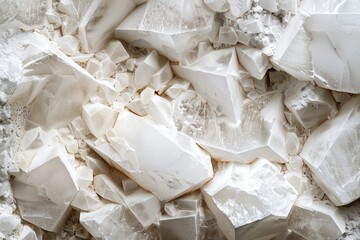a close-up of raw gypsum crystal formations with intricate details and a sense of natural geometry