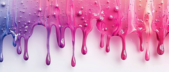 Vivid color cascade, glossy drips isolated on white background