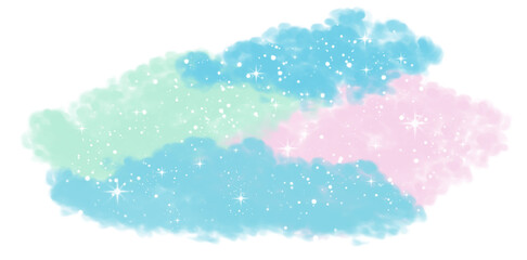 Clouds and stars illustration decorate.	