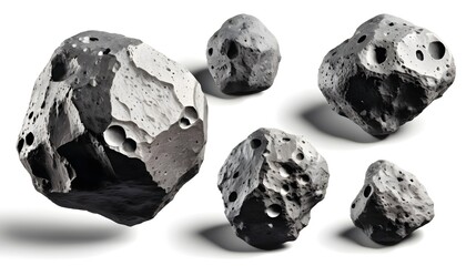 asteroids cut out isolated on white