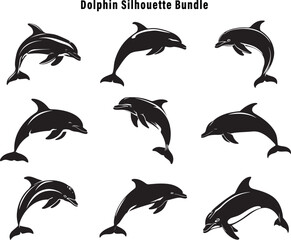 Naklejka premium Dolphin Silhouette Bundle
