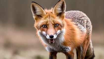 a-fox-with-its-ears-back-scared-upscaled_2 - obrazy, fototapety, plakaty