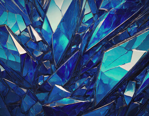 Cobalt Blue Glass Shards as Background AI