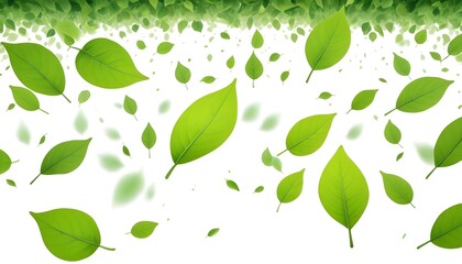Green Floating Leaves Flying Leaves Green Leaf Dancing, Air Purifier Atmosphere Simple Main Picture. isolated on white