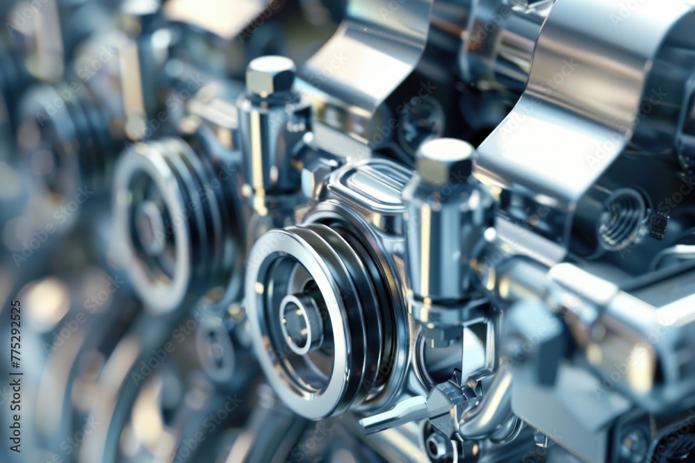 Poster detailed view of intricate machine gears. great for industrial concepts