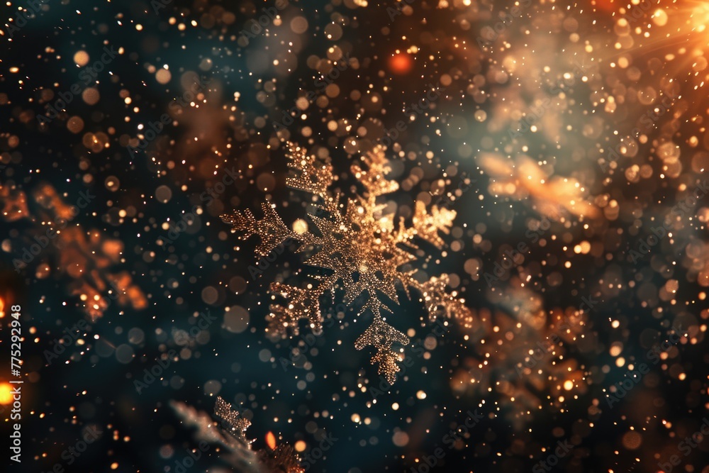 Aufkleber a delicate snowflake in a soft, out-of-focus backdrop. ideal for winter-themed designs
