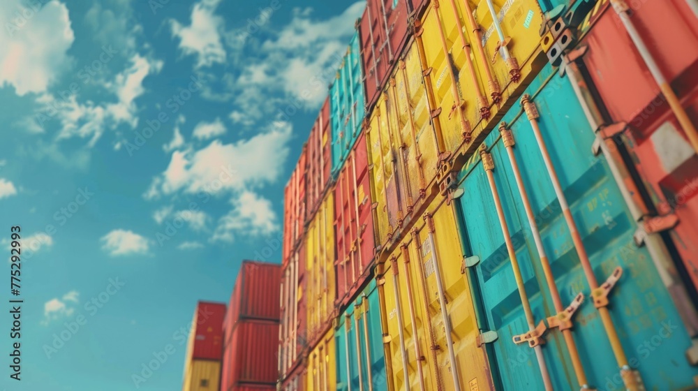 Aufkleber a bunch of containers stacked on top of each other. suitable for logistics and shipping concepts