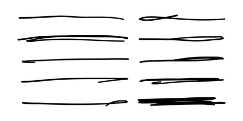 Brush underline stroke set. Mark brush line paint vector stroke. Hand drawn texture pencil, pen underline. Vector illustration - obrazy, fototapety, plakaty