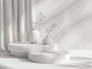 Elegant podium emphasizes simplicity. The products,Ai generats