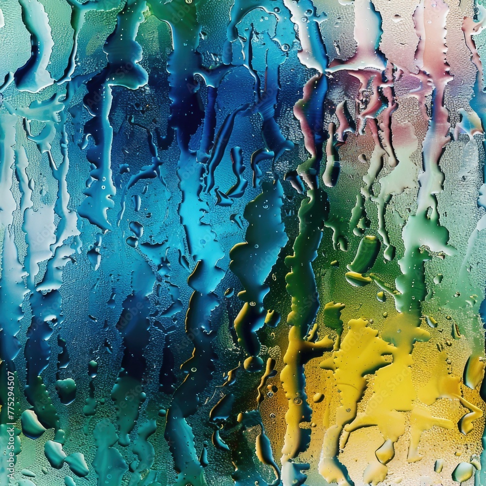 Poster close up of rain drops on window. perfect for weather or nature concepts
