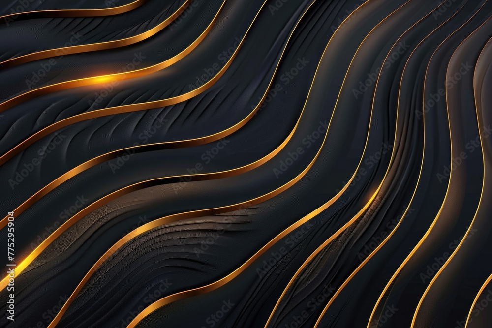 Poster abstract black and gold wavy lines background, suitable for various design projects