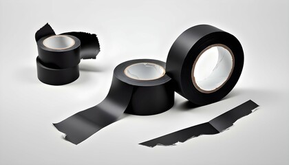 Black Matte Adhesive Torn Tape Objects