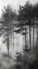 Fototapeta na wymiar fog in the forest landscape.