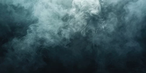 Papier Peint photo autocollant Matin avec brouillard Thick smoke rising against a black backdrop. Suitable for graphic design projects