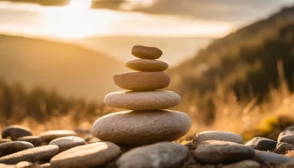 Foto op Plexiglas Stenen in het zand stack of zen stones on nature background