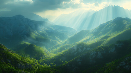 contrast between light and shadow in a mountainous landscape