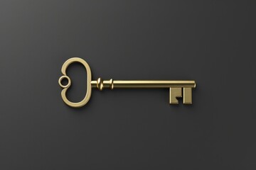 A shiny golden key against a dark black backdrop. Perfect for security or access concepts