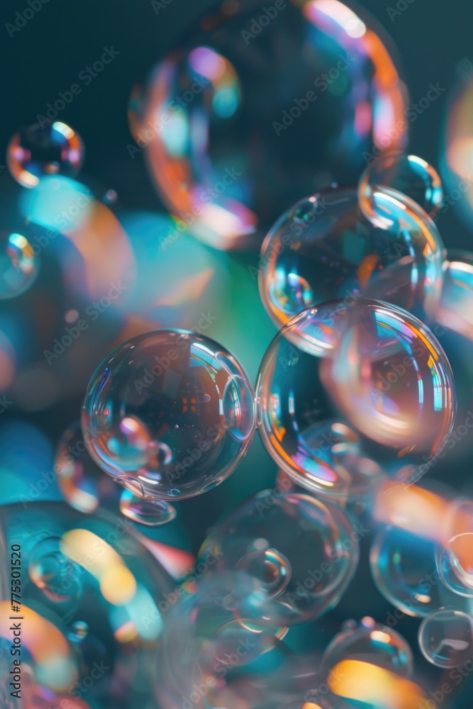 Poster Colorful bubbles floating in the air, perfect for adding a whimsical touch to any project