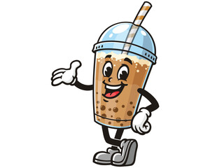 Bubble tea cartoon mascot illustration character vector clip art hand drawn
