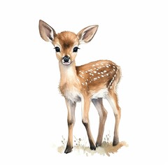 Watercolour Animal Clipart Cute Baby deer on white background