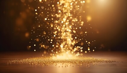Golden bokeh particle lights and golden smoke effects. 