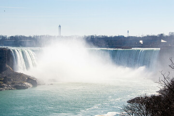 Beautiful Niagara Falls. Horseshoe Falls from the Canadian side in spring