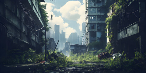 Fictional futuristic lost city illustration 
