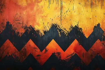Foto op Canvas Abstract landscape of fire and ash:  This abstract background evokes a fiery volcanic landscape. A vibrant gradient of orange and yellow hues represents molten lava © Martin