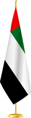 United Arab Emirates flag on a flag stand.