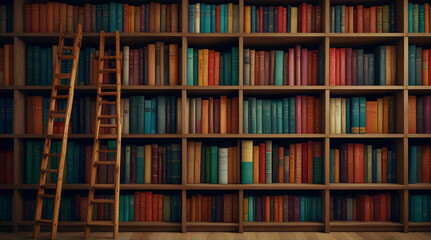 bookshelf filled with colorful books arranged in a cre .Generative AI
