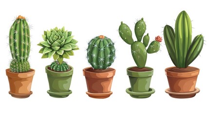 Variety of cactus plants in pots, suitable for home decor