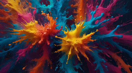 A vivid paint splash swirling mix of colors as two  .Generative AI