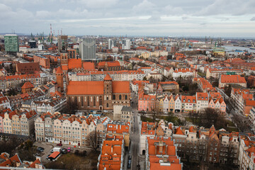 View of Gdańsk from the observation tower of St. Mary's Basilica. Gdańsk, Poland.