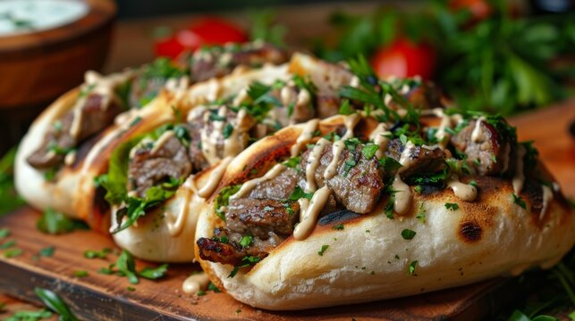  Egyptian dish Kebda is a bun filled with fried liver and drizzled with tahini. 