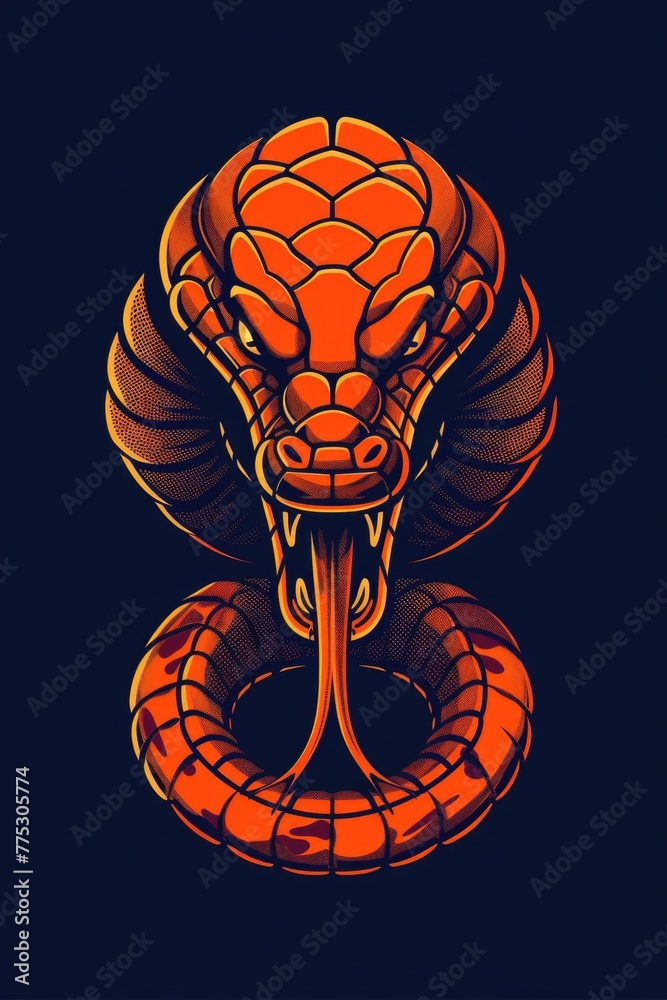 Poster a threatening snake showing its tongue. suitable for wildlife or danger concepts