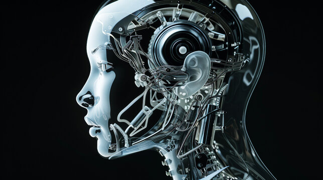 Futuristic Robotic Head Profile View