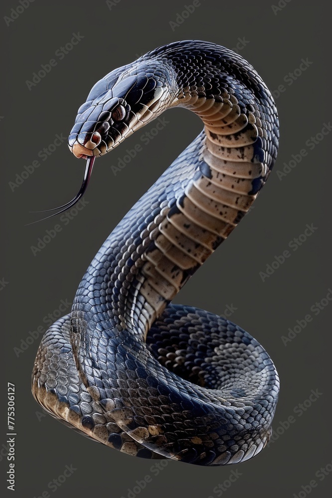 Poster A snake showing its threatening behavior. Suitable for wildlife and danger concepts