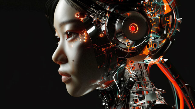 Futuristic Cyborg Woman Profile