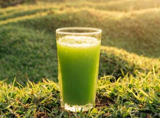 Natural detox organic green juice glass
