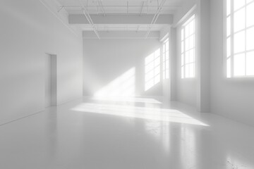 A white room filled with natural light, perfect for showcasing products or interior design concepts
