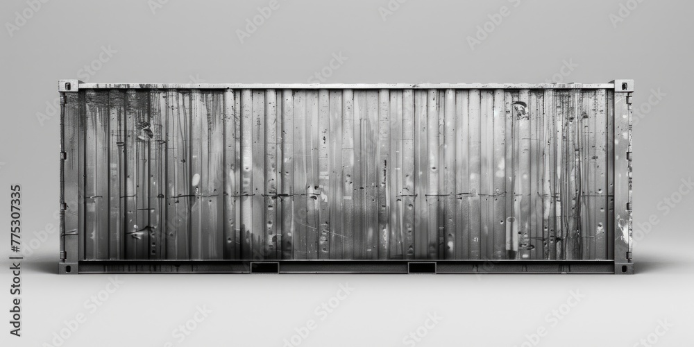 Poster a monochrome image of a metal container. suitable for industrial concepts