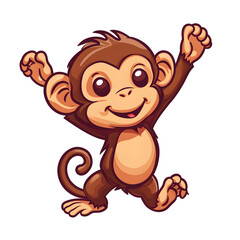Obraz premium Cute Monkey Cartoon Sticker, Kawaii Sticker, Transparent Background