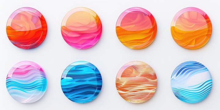 Set of six oval shaped glass magnets, perfect for home or office use